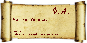 Vermes Ambrus névjegykártya